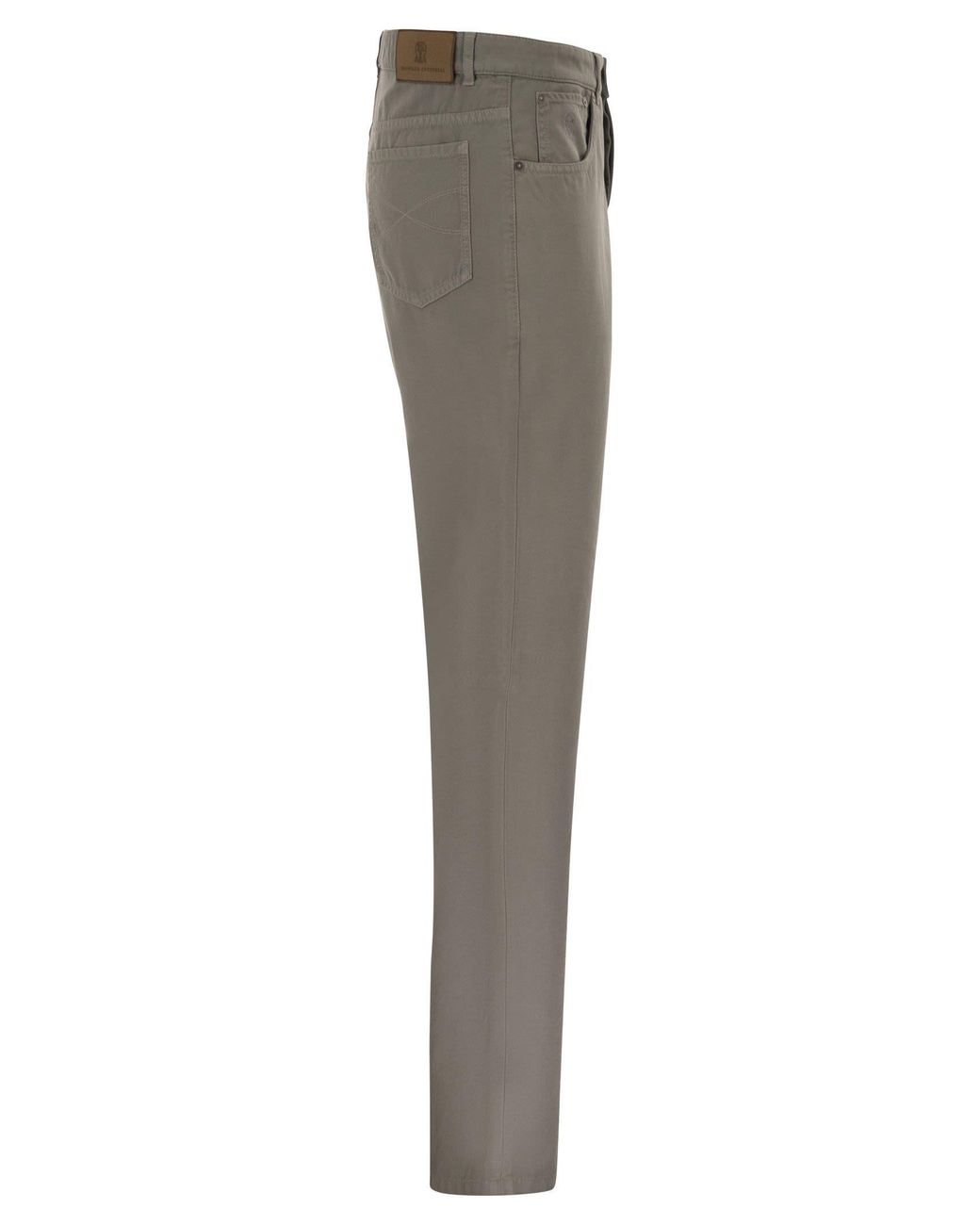 Brunello Cucinelli Gray Garment-Dyed Five-Pocket Trousers for men
