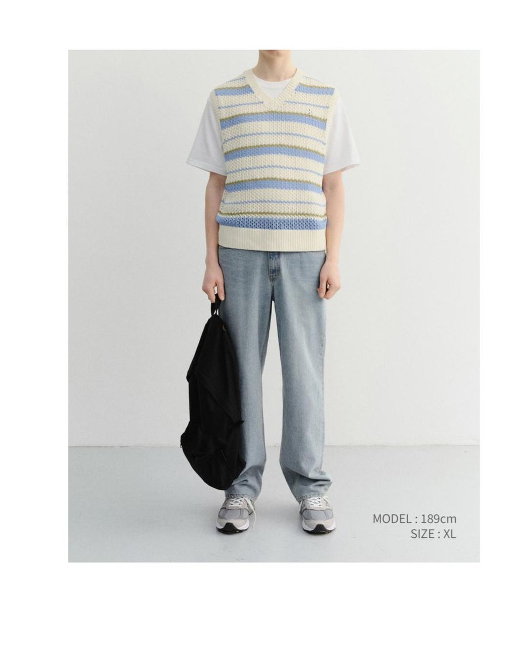 DUNST Gray Striped Chunky-Knit Vest for men