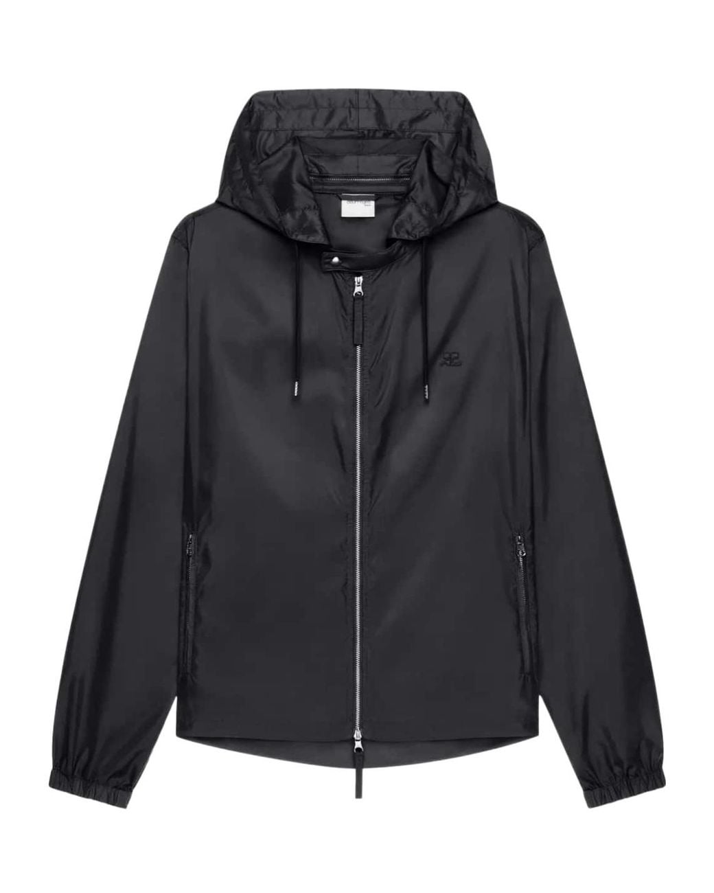 Courreges Black Courrèges Drawstring Hooded Windbreaker for men