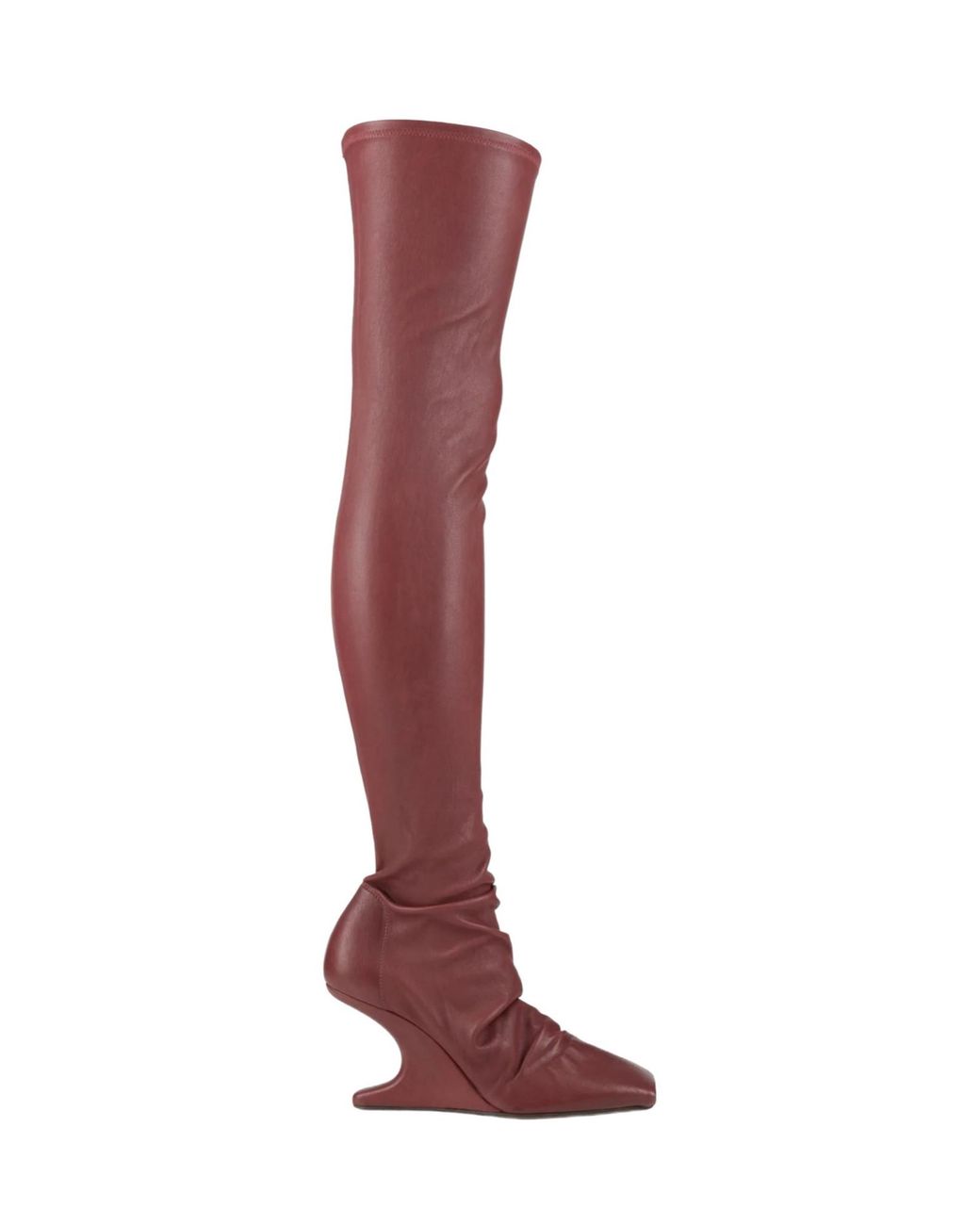 Rick Owens Red Simple Leather Knee-High Boots