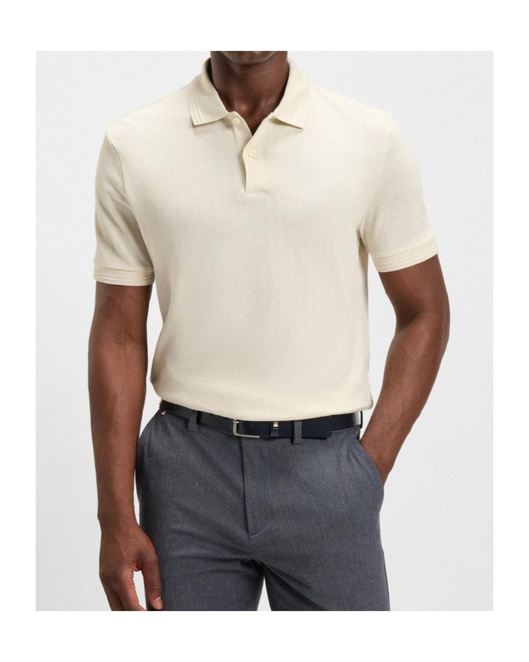Boss White Cotton Polo Shirt for men