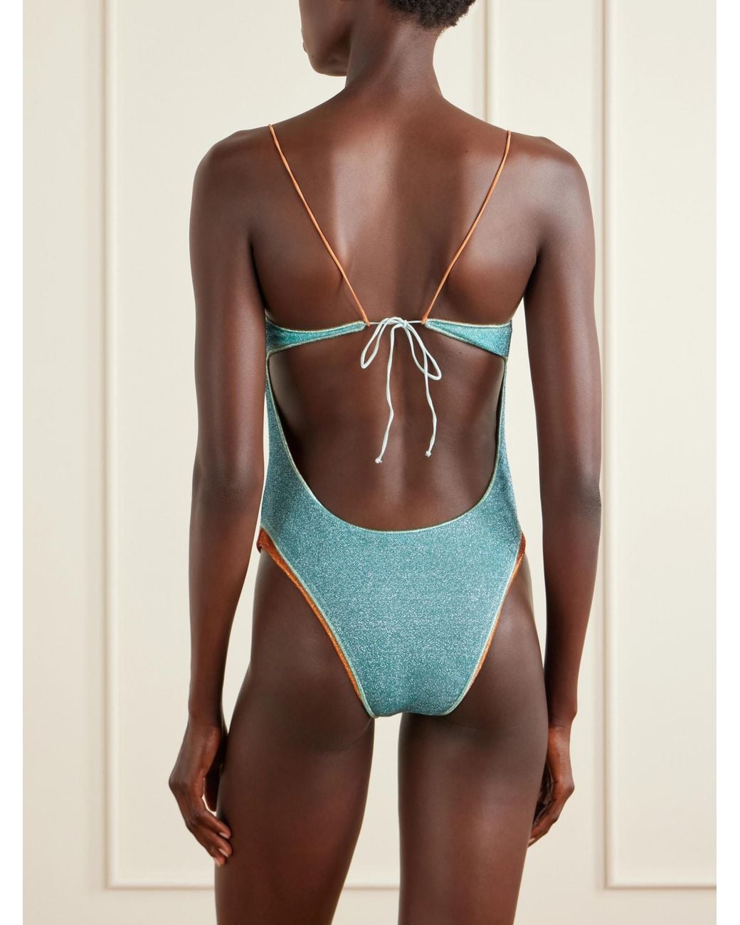 Oseree Blue Metallic Balconette Swimsuit