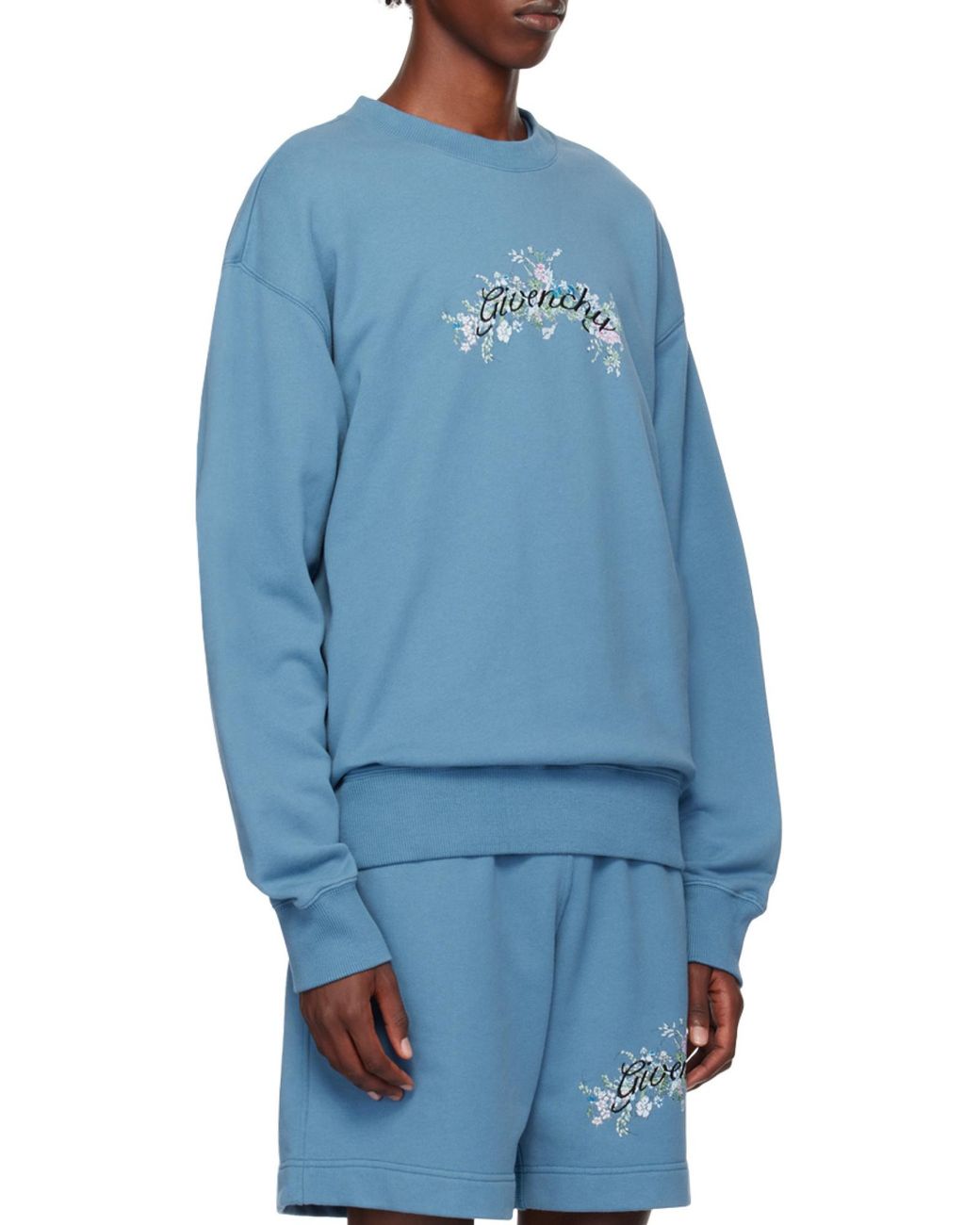 Givenchy Blue Logo-Embroidered Sweatshirt for men