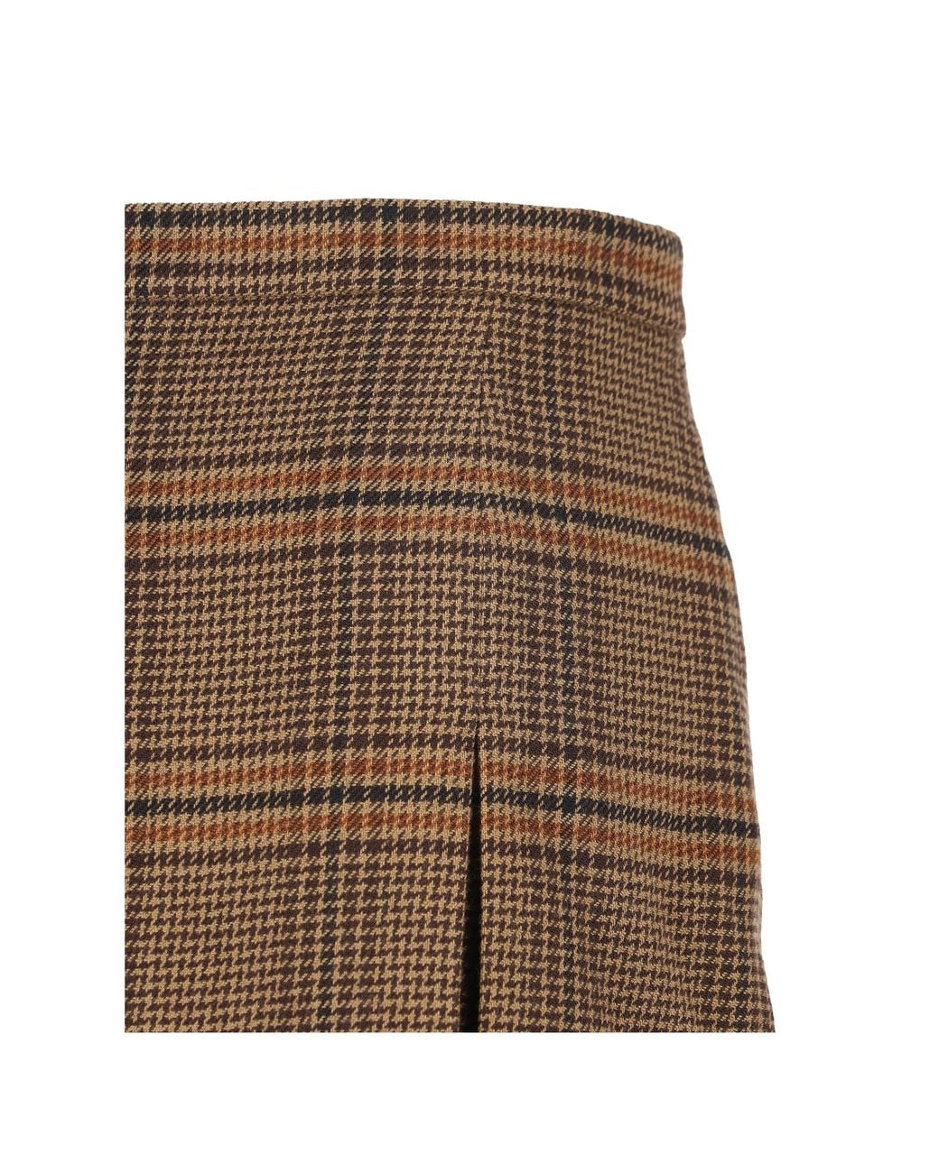 Saint Laurent Green Pleated Houndstooth Skirt