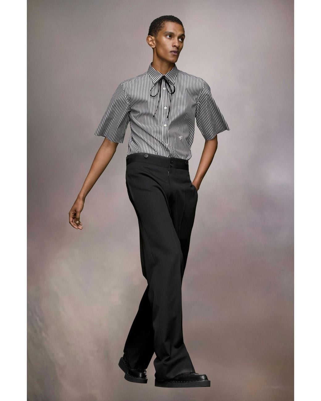 Maison Margiela Gray C-Striped Short-Sleeved Shirt for men
