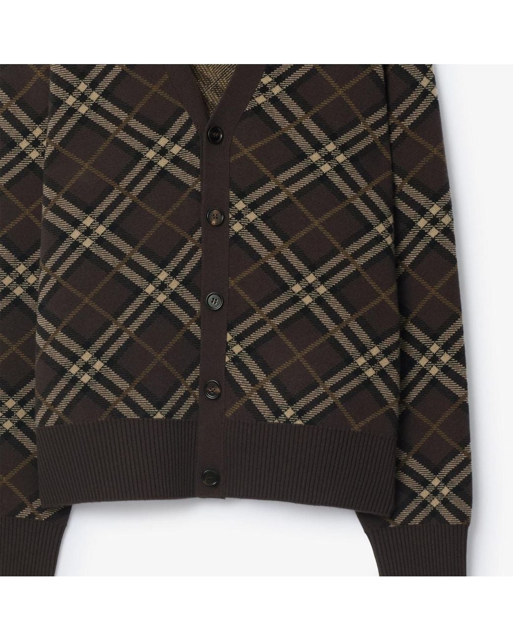 Burberry Black Checked V-Neck Knitted Cardigan for men