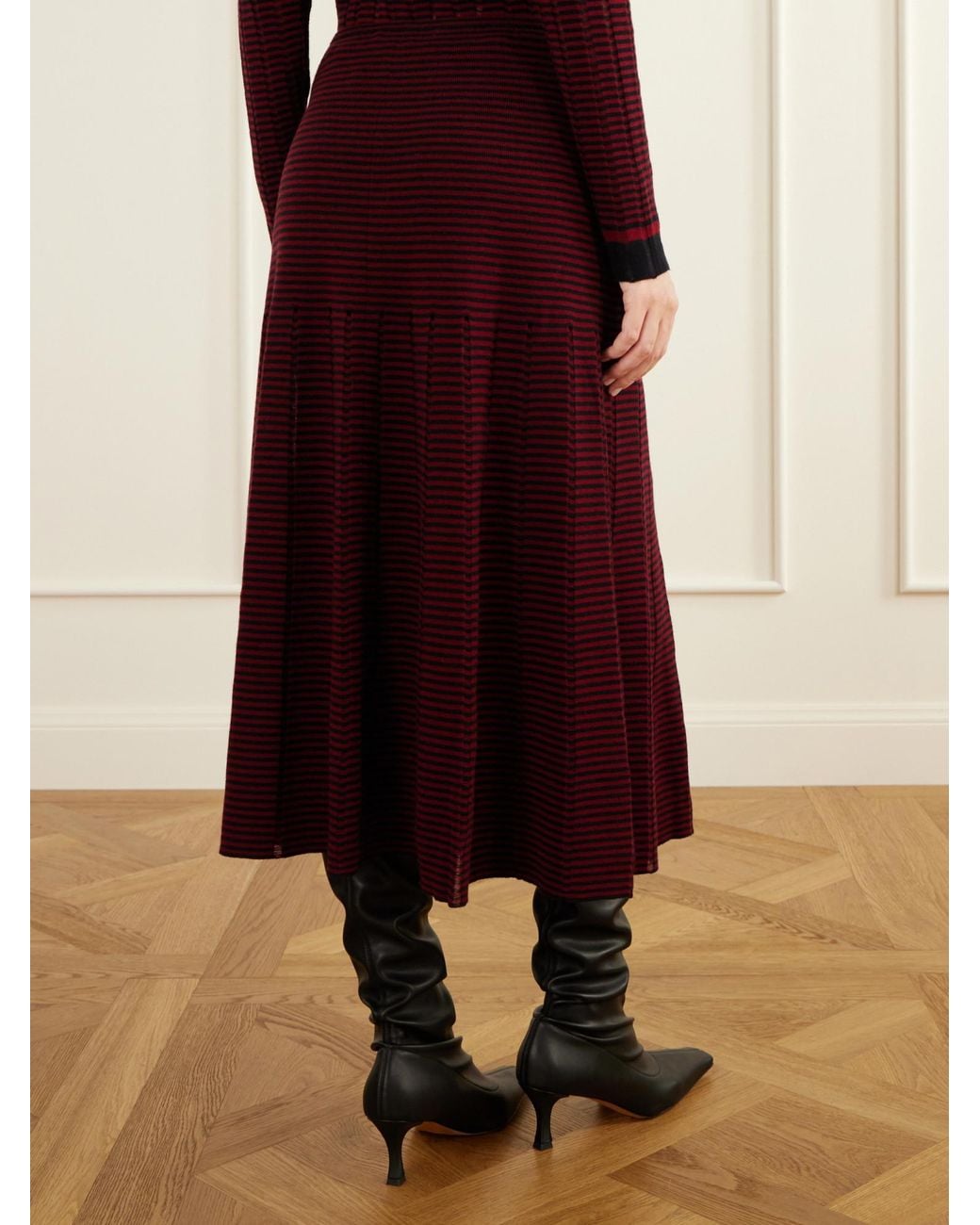 Proenza Schouler Purple Phyllis Striped Wool And Cotton-Blend Maxi Skirt