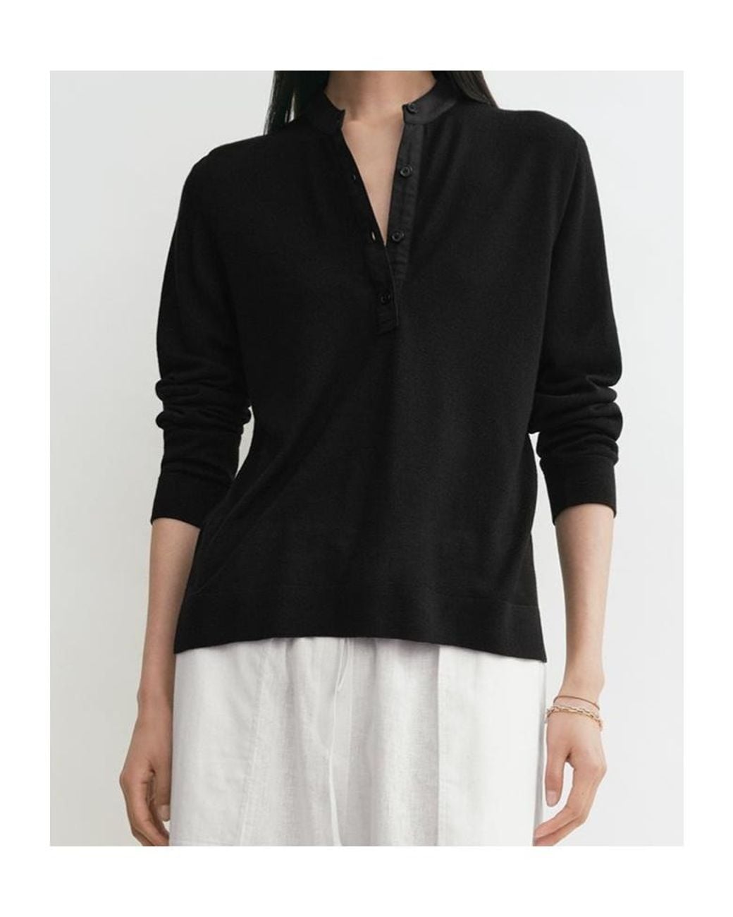 Totême Black Button-Placket Sweater