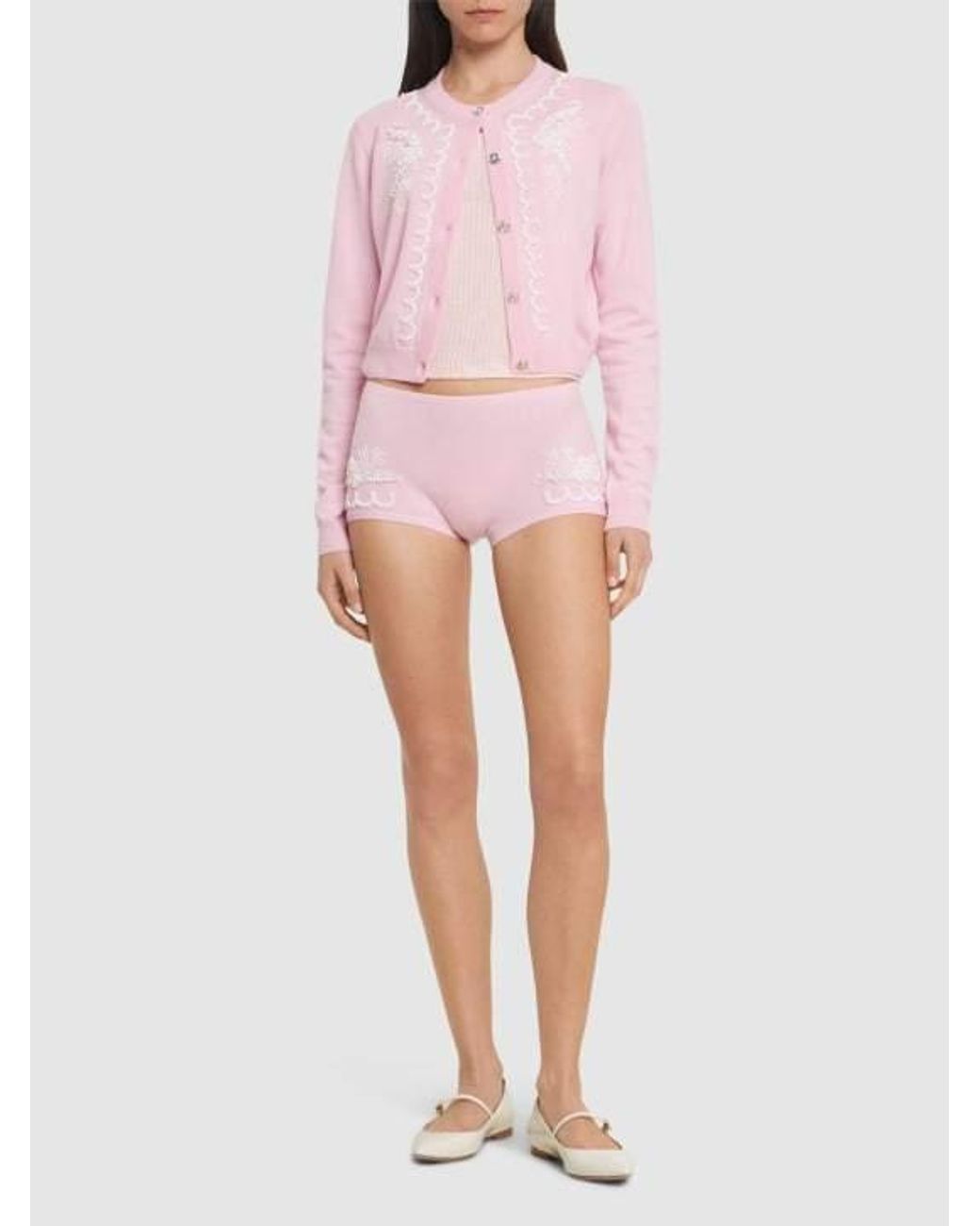 Versace Pink Embroidered Shorts