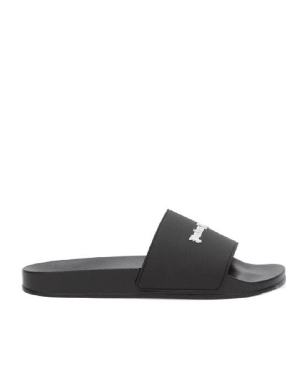 Palm Angels Black Logo Embossed Slippers for men