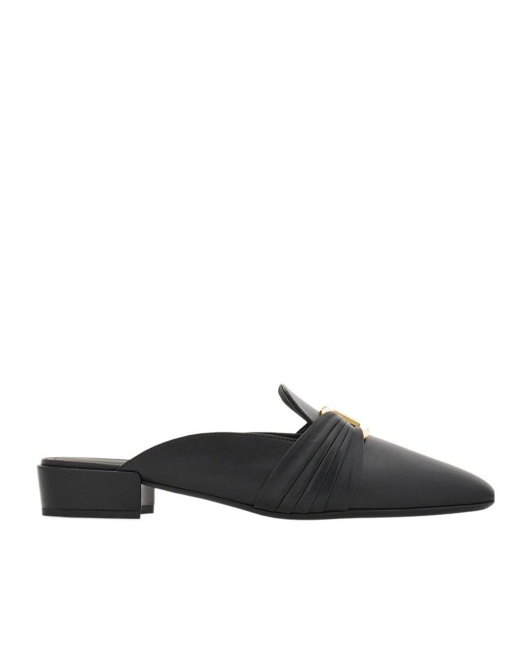 Ferragamo Black Gancini Ornament Mule