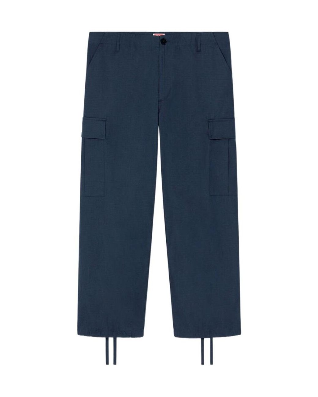KENZO Blue Mid-Rise Straight-Leg Cargo Trousers for men