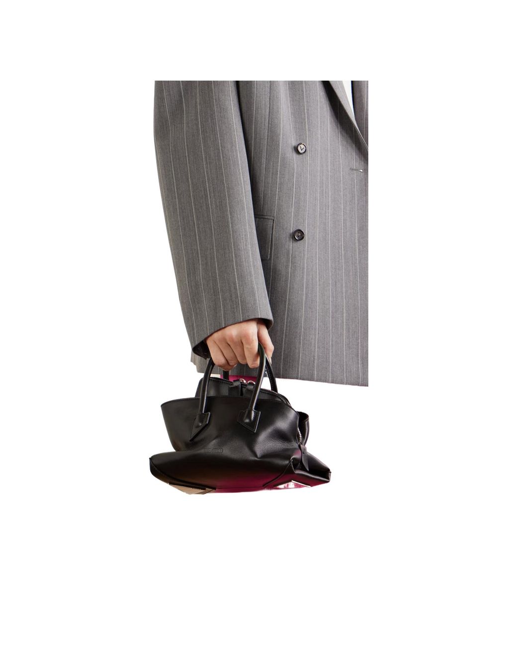 The Attico Black Mini La Passeggiata Embossed-Logo Tote Bag