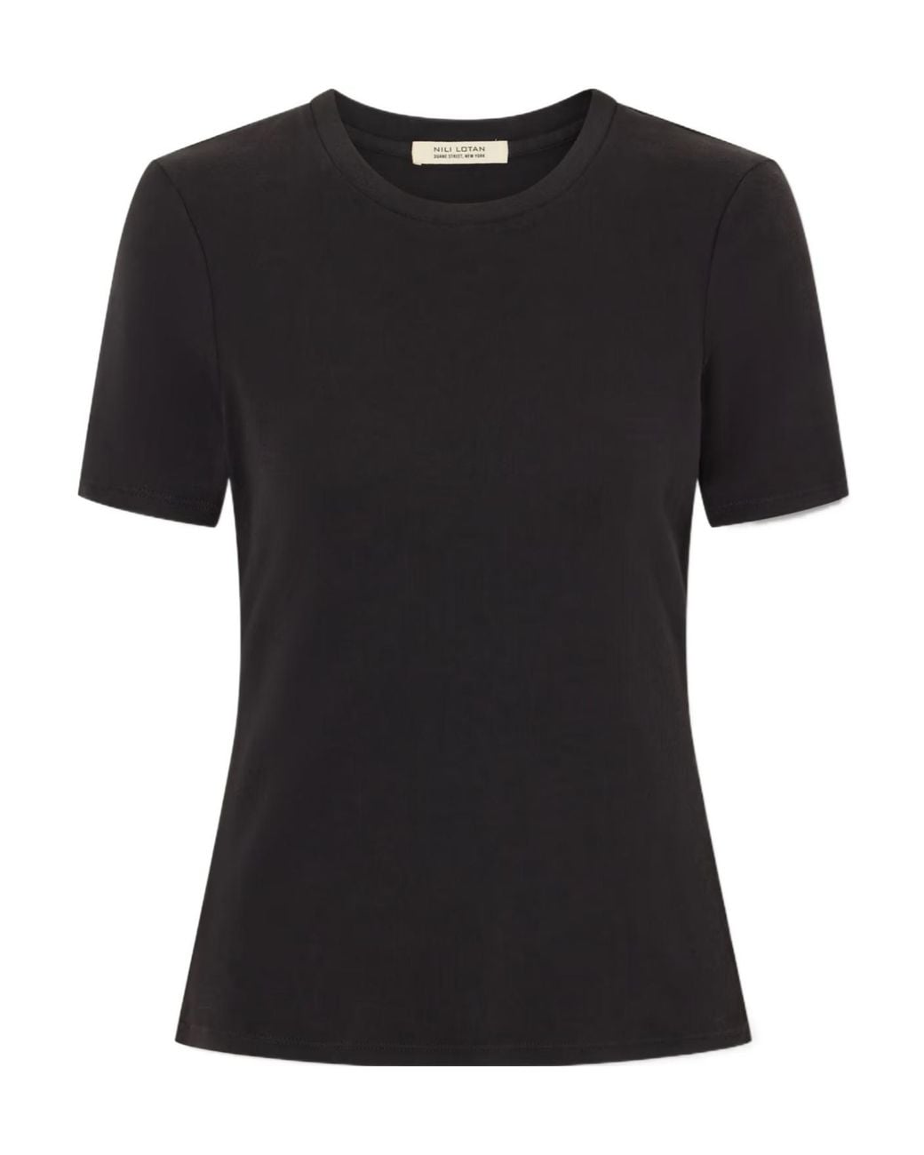 Nili Lotan Black Fitted Mid-Sleeve T-Shirt