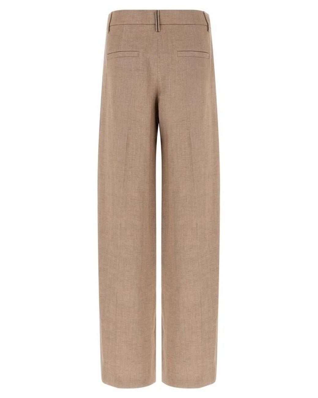 Brunello Cucinelli Natural Loose Pleated Trousers