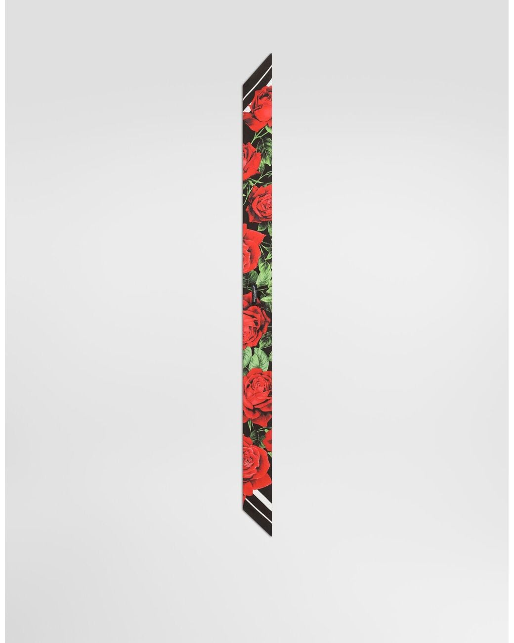 Dolce & Gabbana White Rose-Print Silk Twill Bandeau