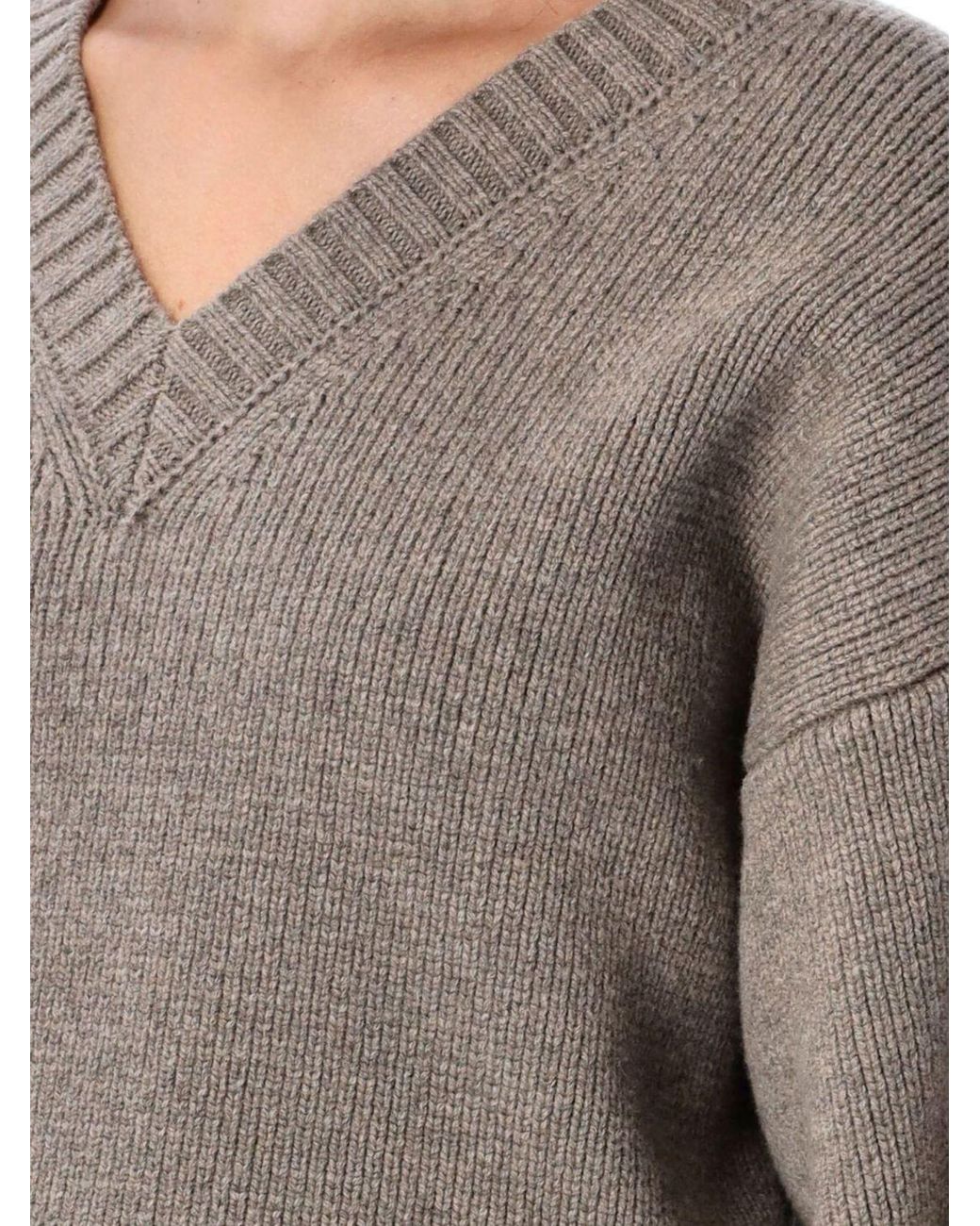 Rohe Gray Sculptural V-Neck Knitted Jumper