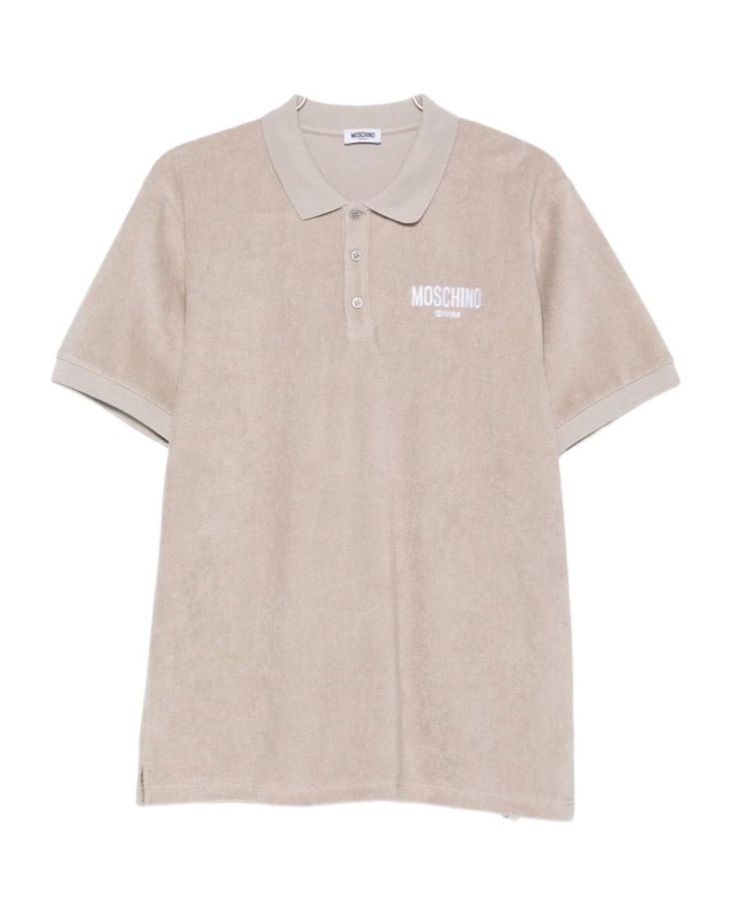 Moschino White Buttoned Polo Shirt for men