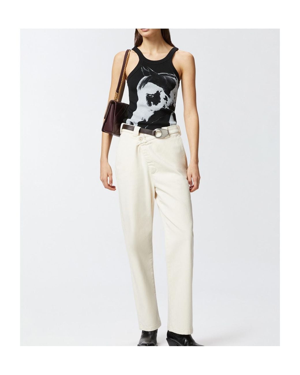 Pinko Black X Patrick Mcdowell Horse Print Ribbed Vest