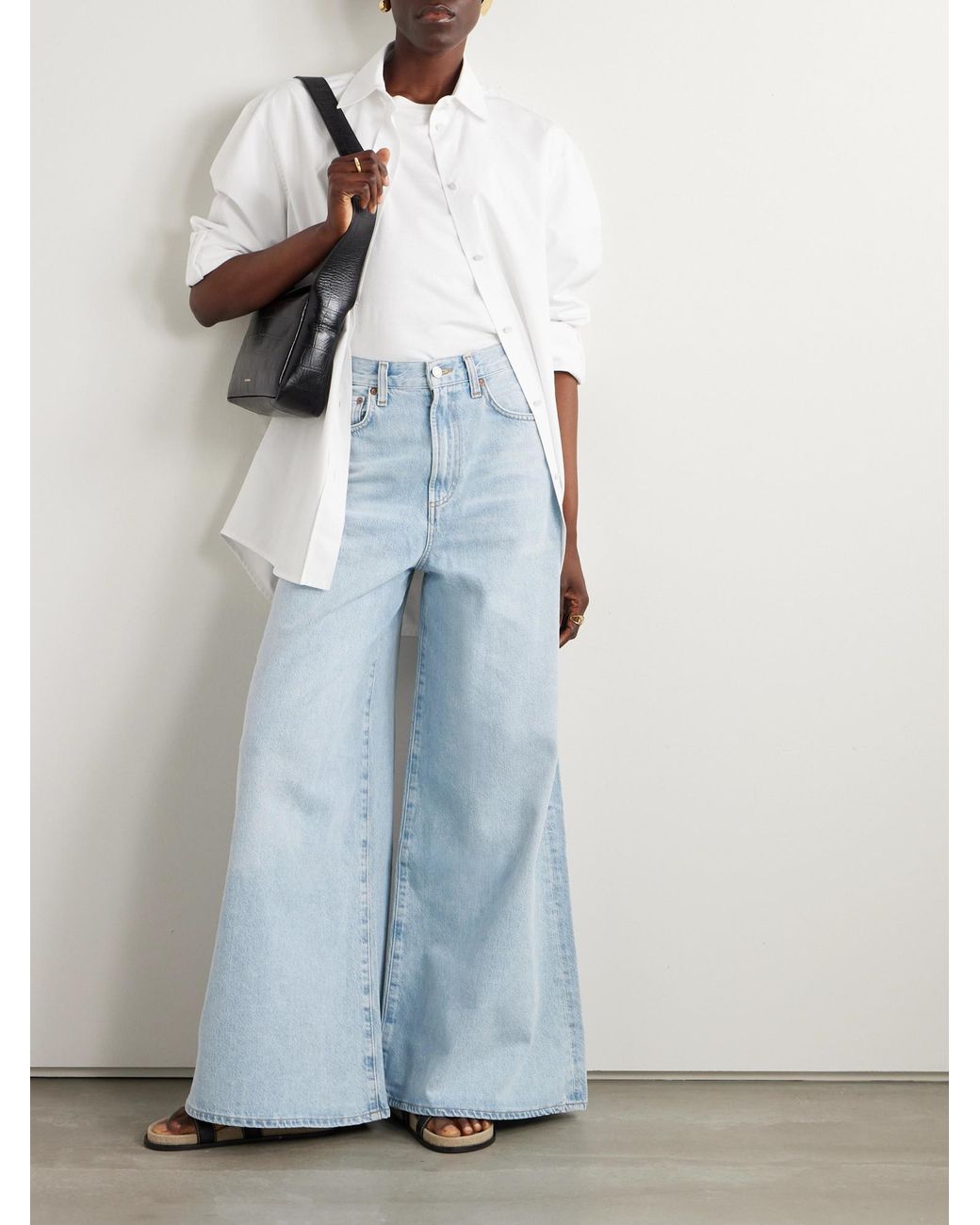 Agolde Blue High-Rise Wide-Leg Jeans