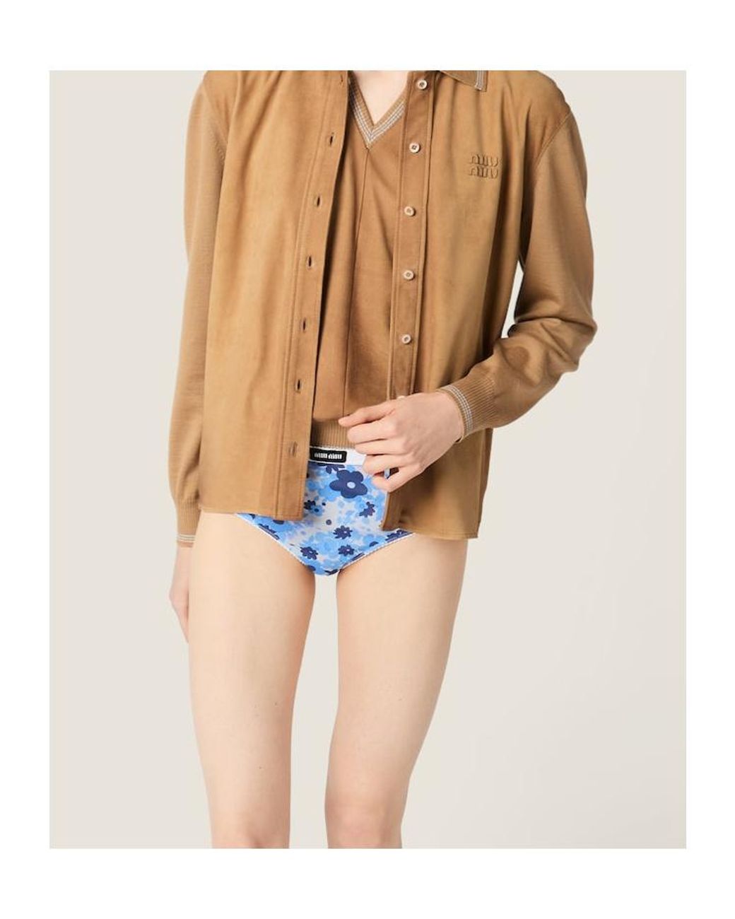 Miu Miu Natural Wool And Suede Vest