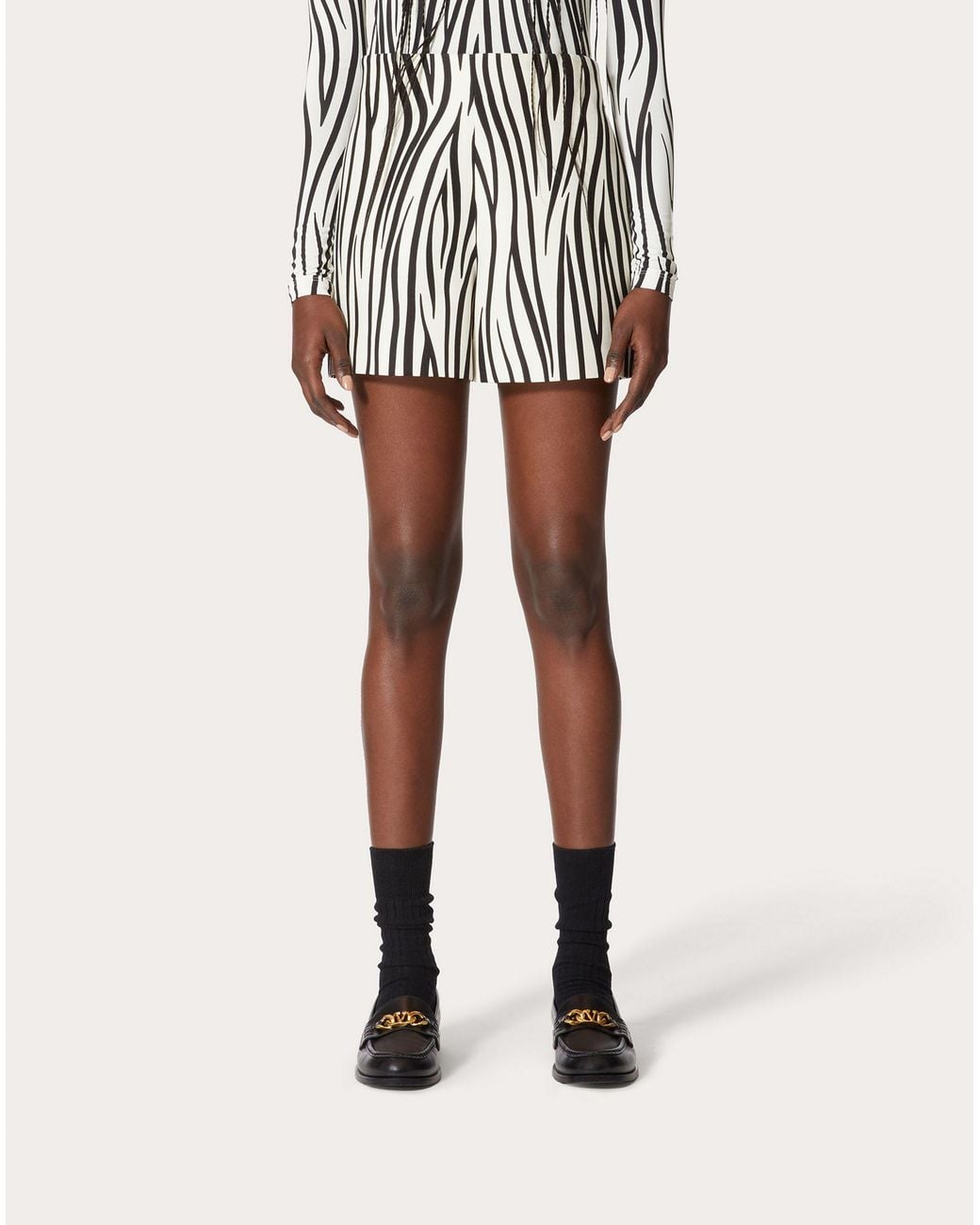 Valentino Black Zebra-Print Shorts
