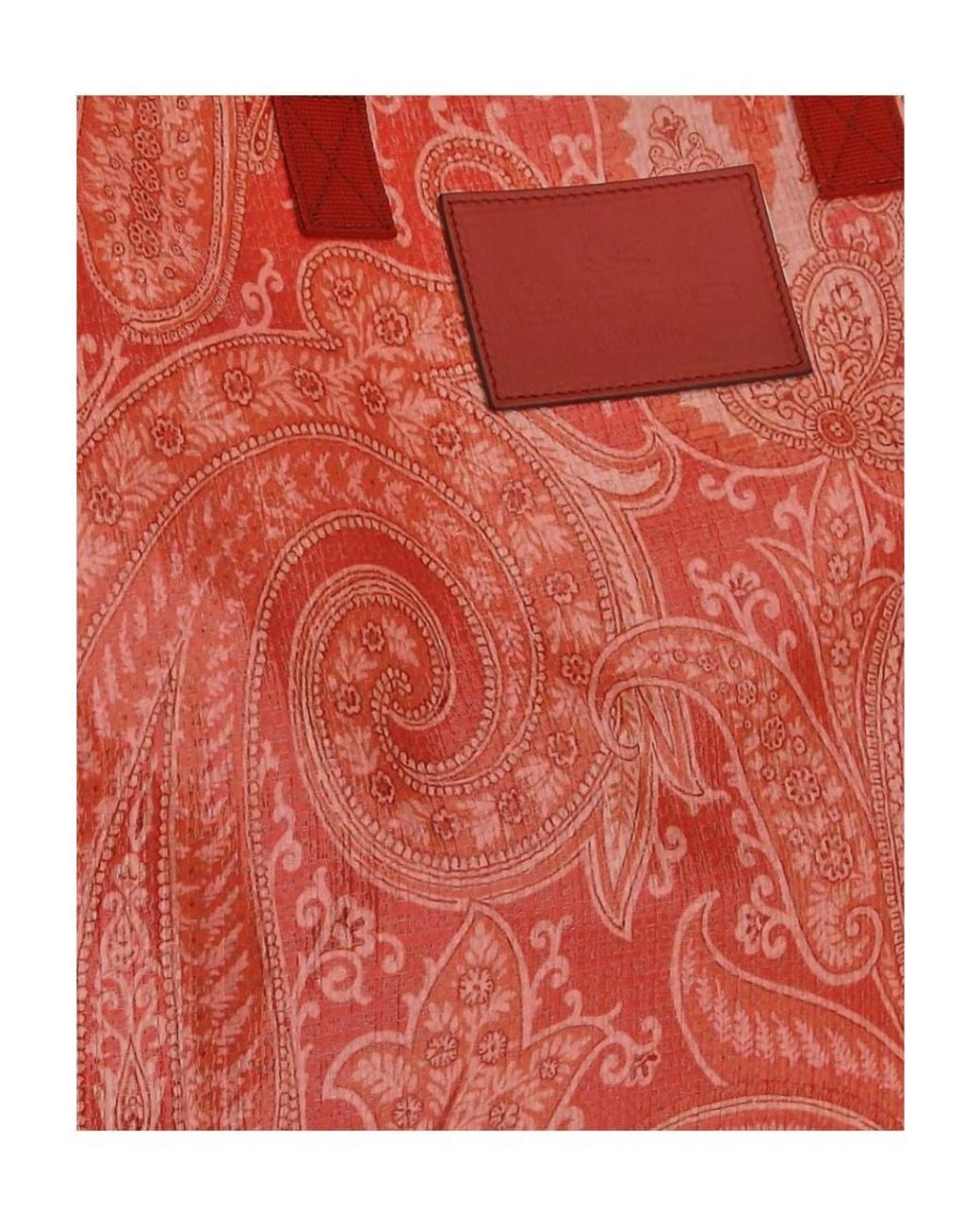 Etro Red Paisley Printed Logo Patch Tote Bag