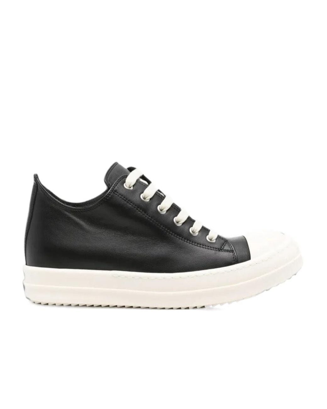 Rick Owens Black Baskets En Cuir À Logo Embossé