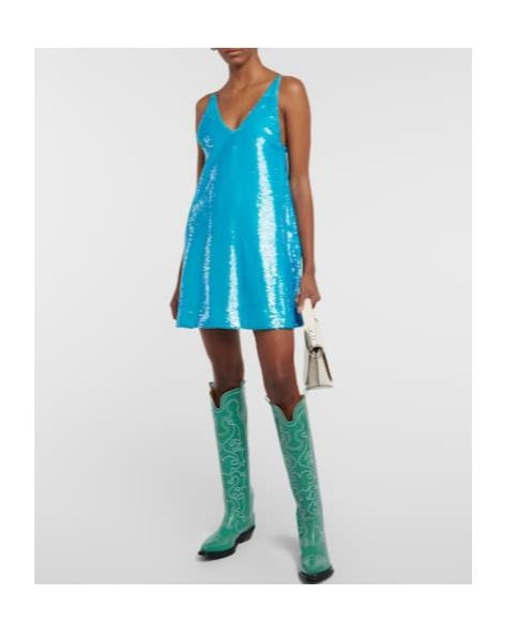 Ganni Blue Sequin Slip Dress