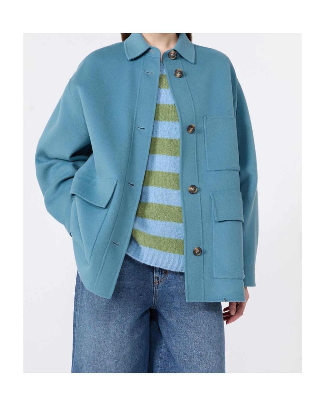 Weekend by Maxmara Blue Folk Button-Up Coat