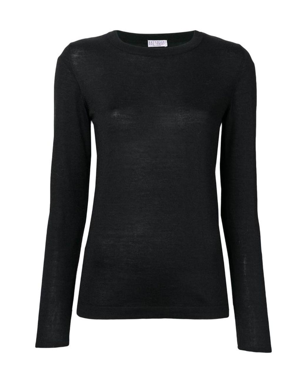 Brunello Cucinelli Black Sheer Long-Sleeve Knitted Sweater