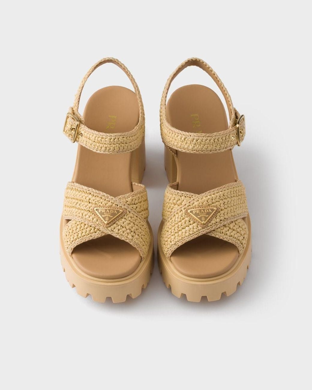 Prada Metallic Crochet Sandals
