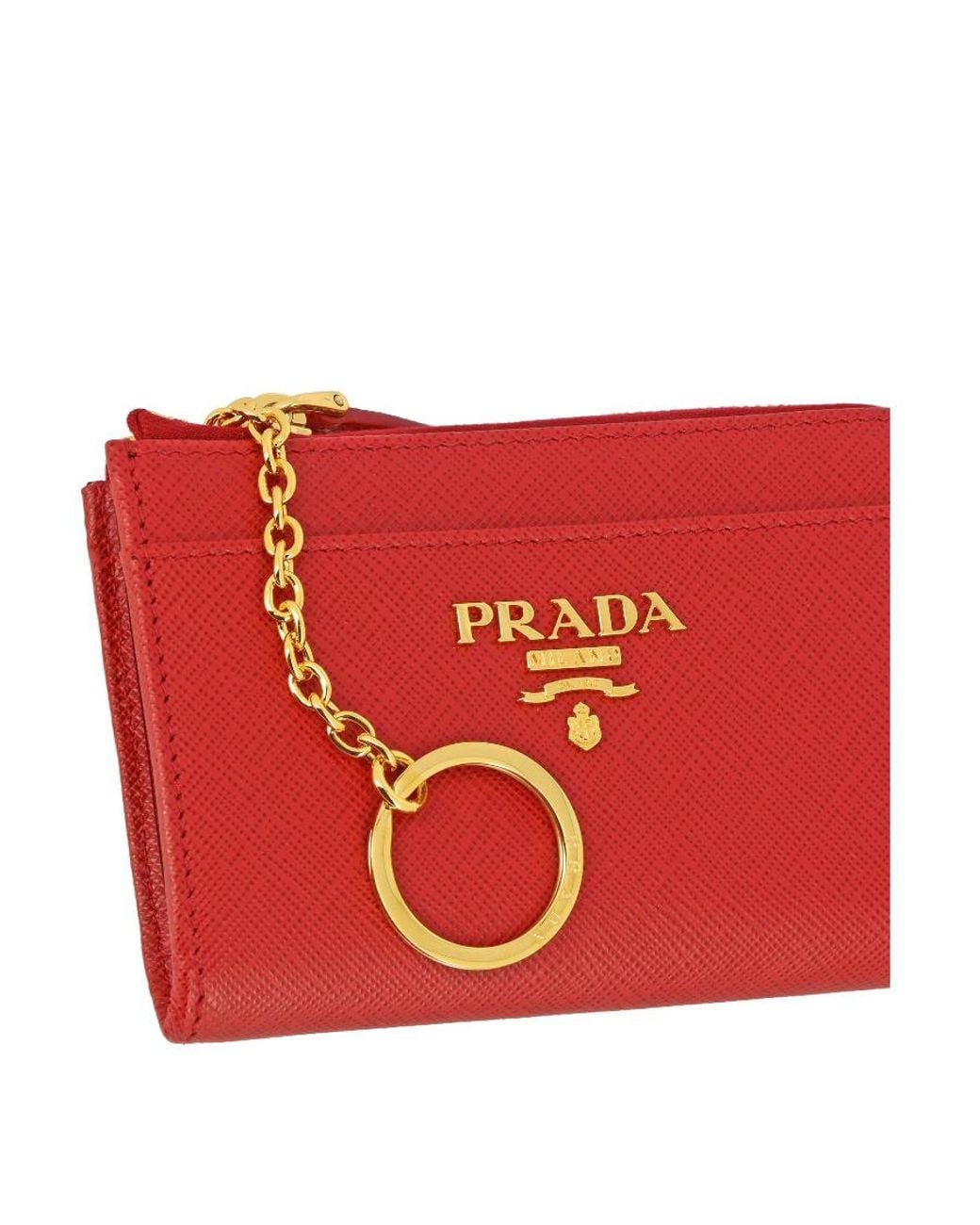 Prada Red Saffiano Keychain Purse