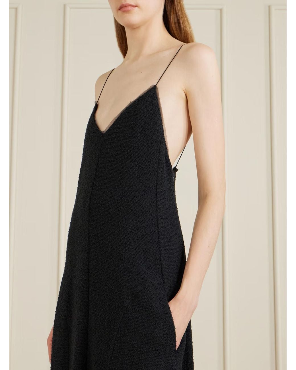 Khaite Black Iben Tulle Trim Dress