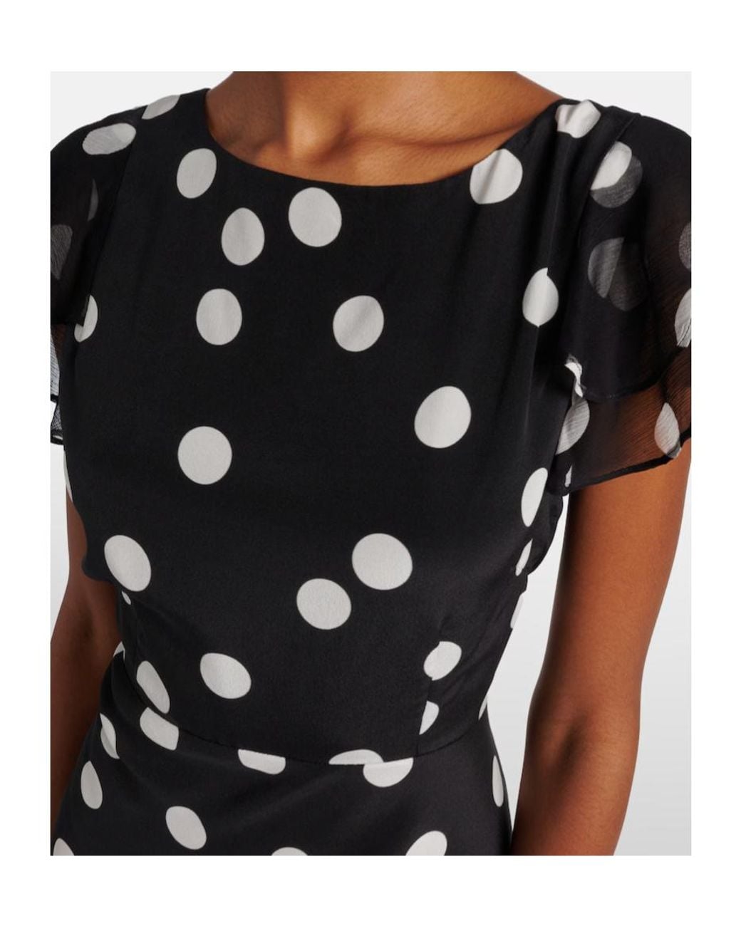 Rixo Black Ordinia Polka Dot Silk Dress