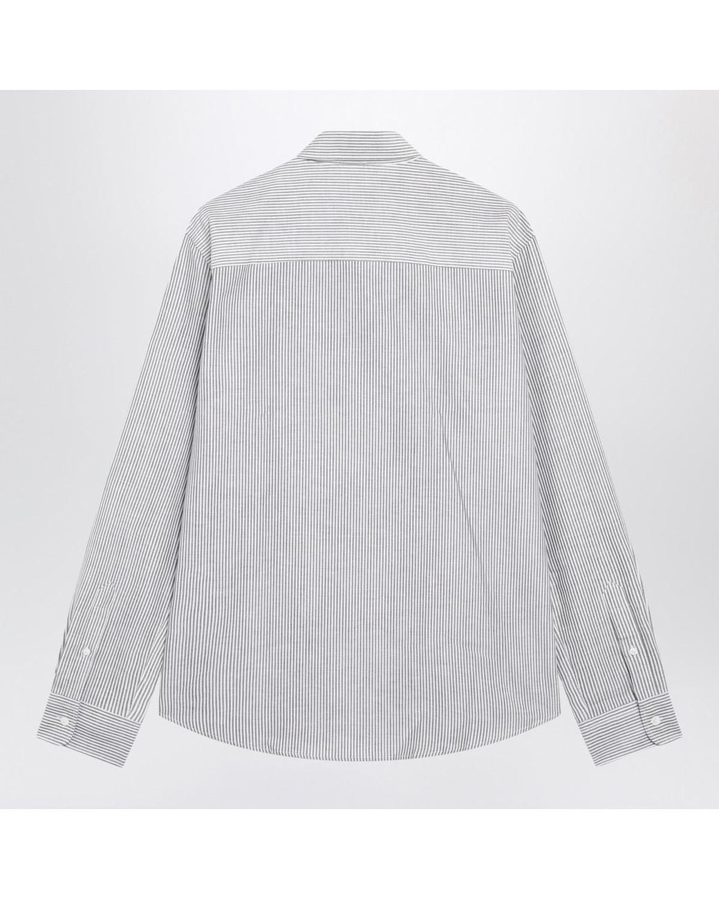 AMI Gray Ami Striped Logo Shirt