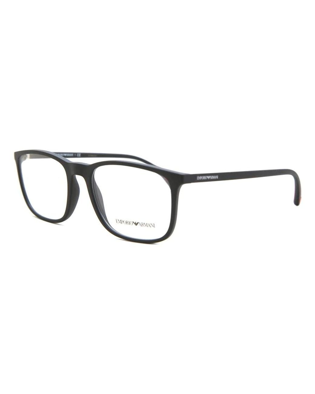 Emporio Armani White Rectangular Frame Glasses for men