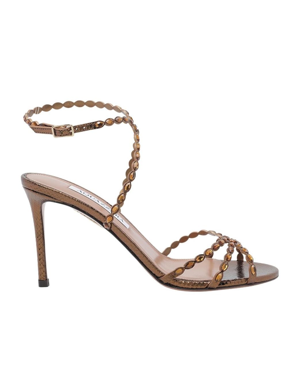 Aquazzura Metallic Love Struck Ankle-Strap Heeled Sandals
