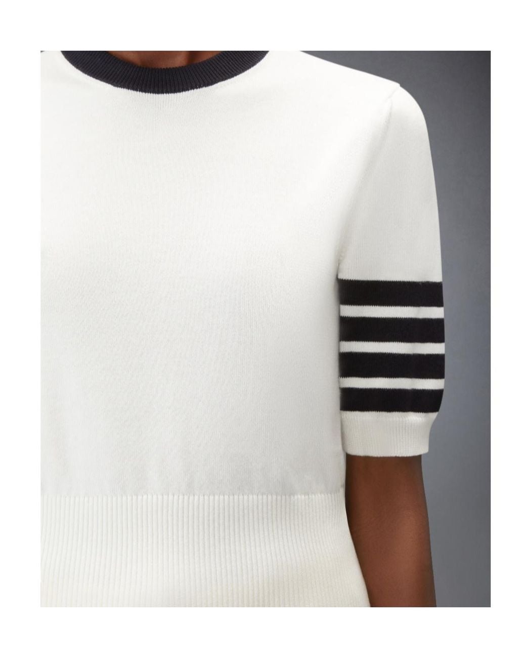 Thom Browne White Jersey Hector Intarsia 4-Bar T-Shirt