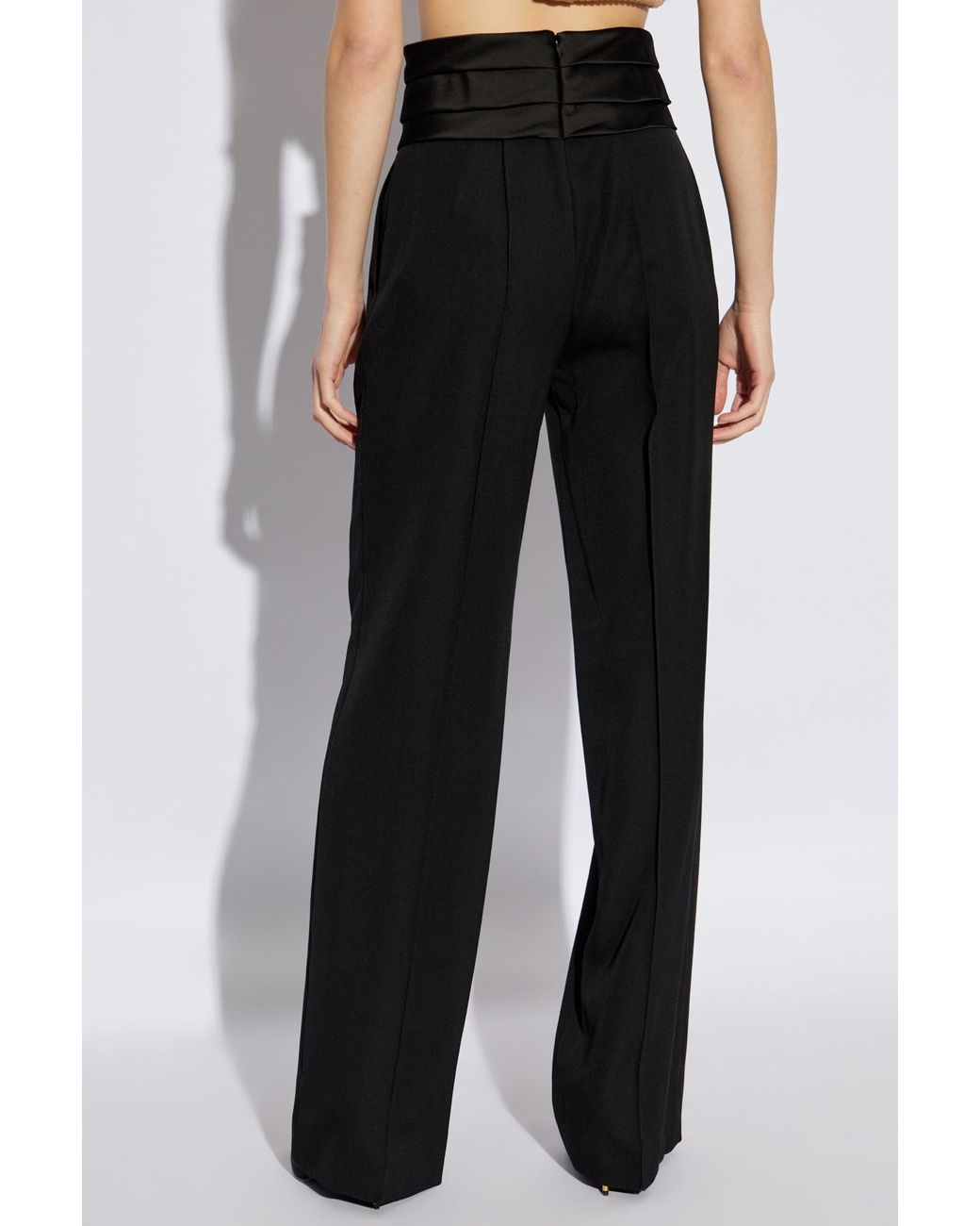 Balmain Black Satin Tailored Pants