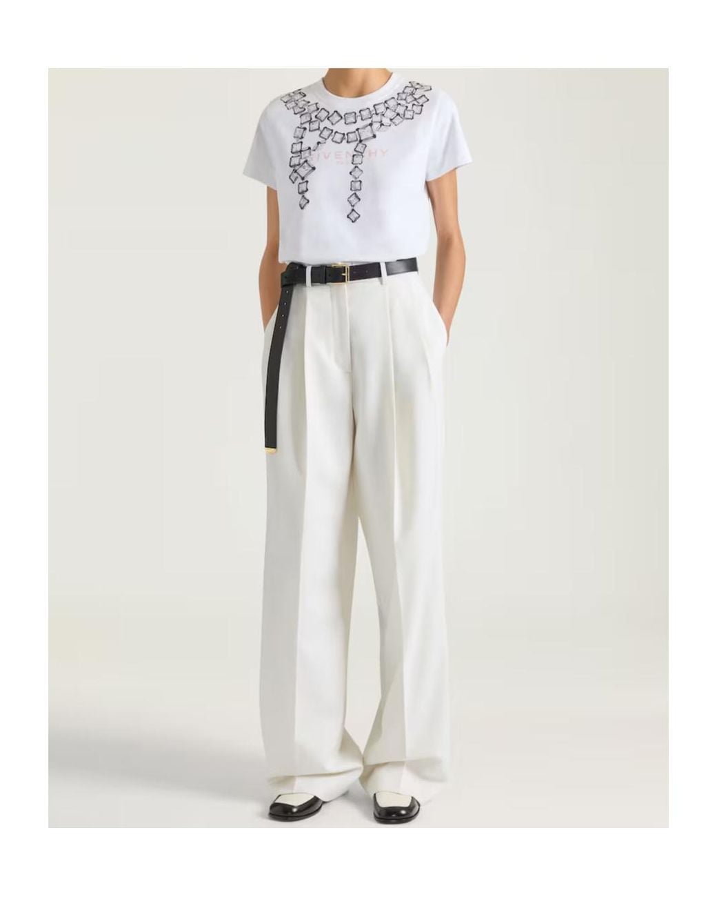 Givenchy White Deconstructed Crystals Printed Crewneck T-Shirt