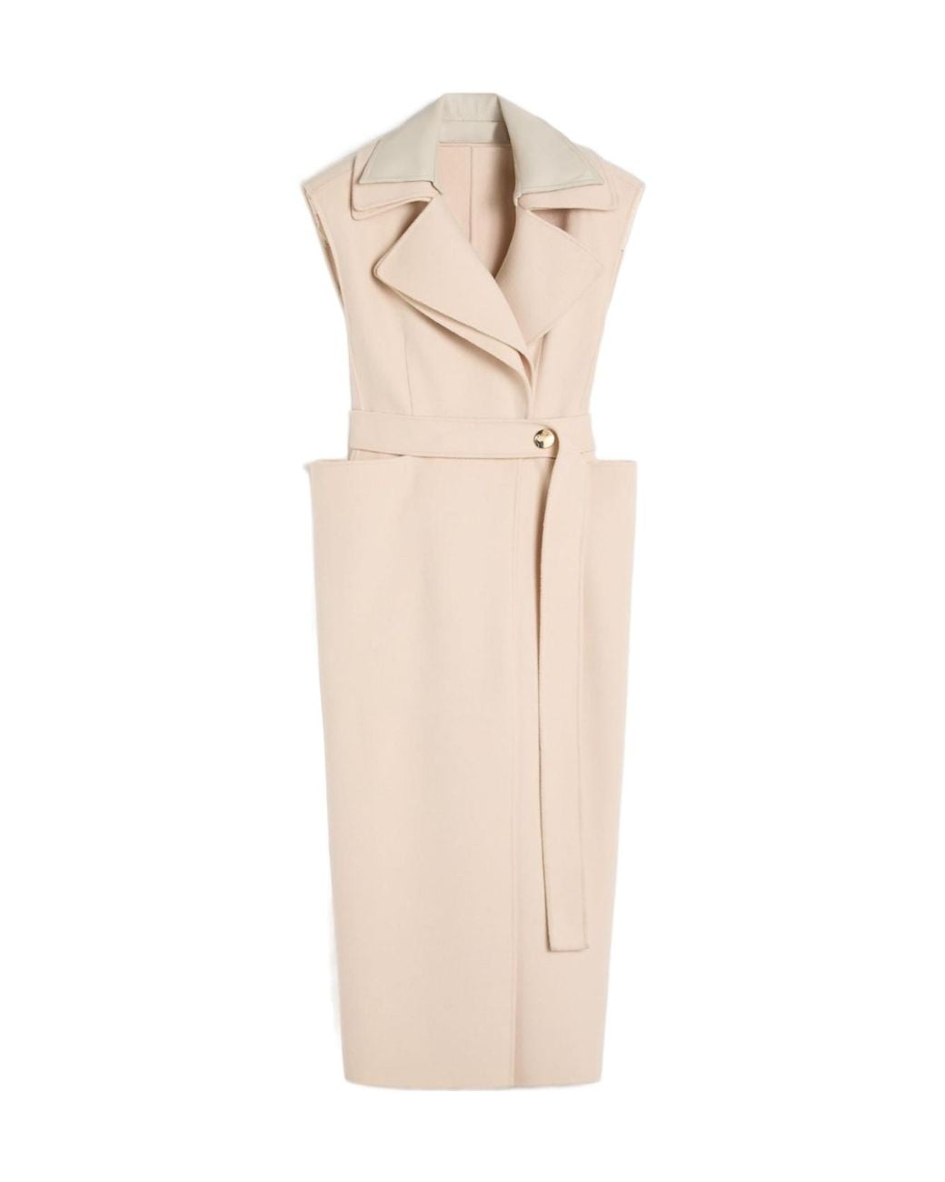 Sportmax Natural Spsbosso Belted Sleeveless Coat