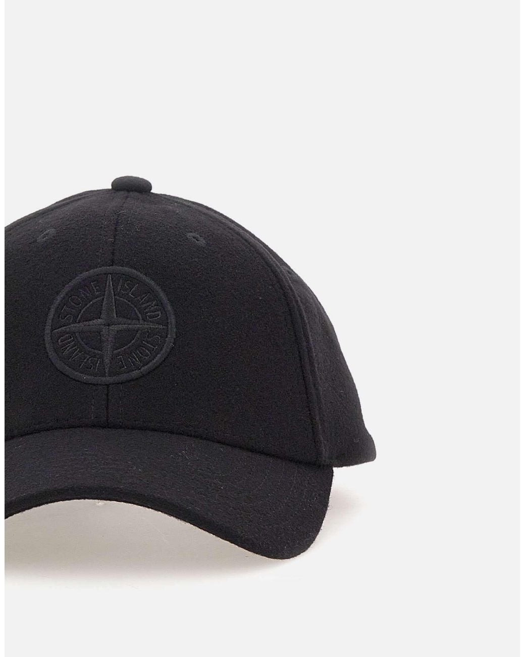 Stone Island Black Compass Embroidered Curved Peak Cap for men