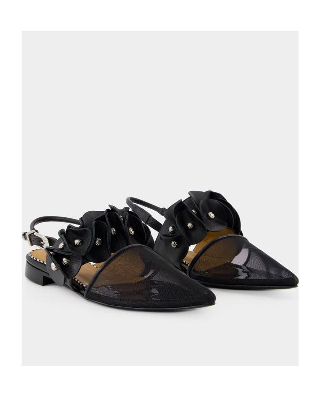 Toga Black Flower Strap Shoes