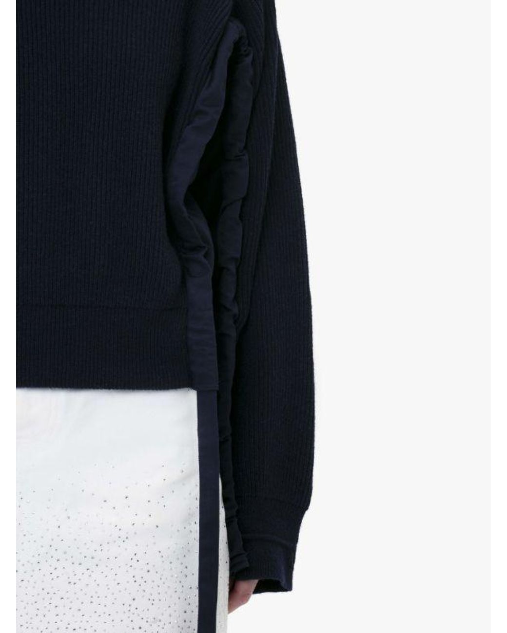 J.W. Anderson Blue Ruched-Detail Wool-Blend Jumper