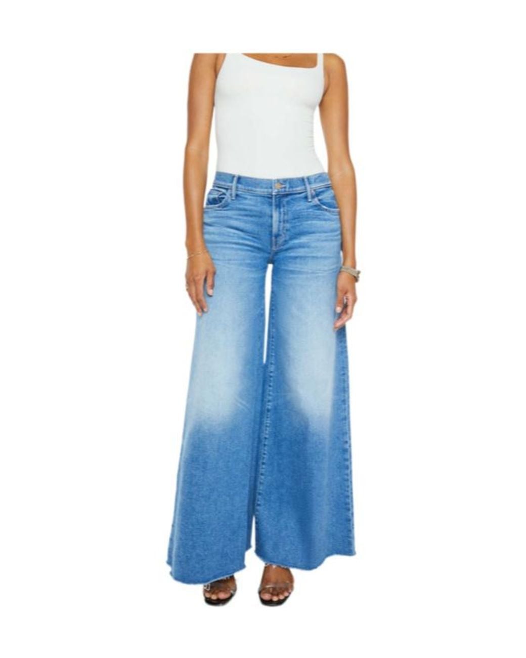 Mother Blue Denim Trousers With Belt Loops