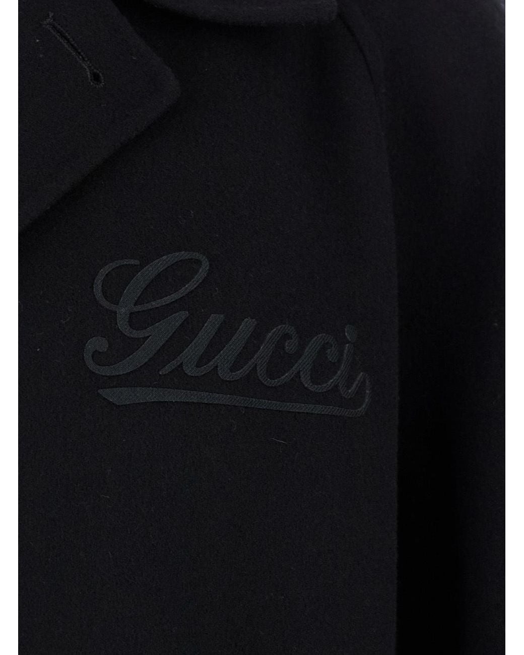 Gucci Black Collared Button-Up Coat for men