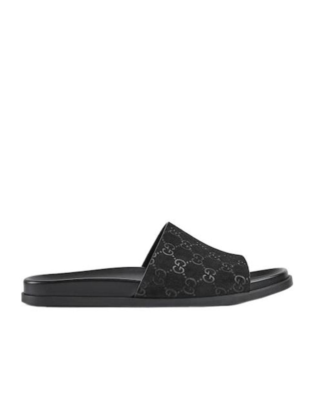 Gucci Black Logo Detailed Slide Sandals for men