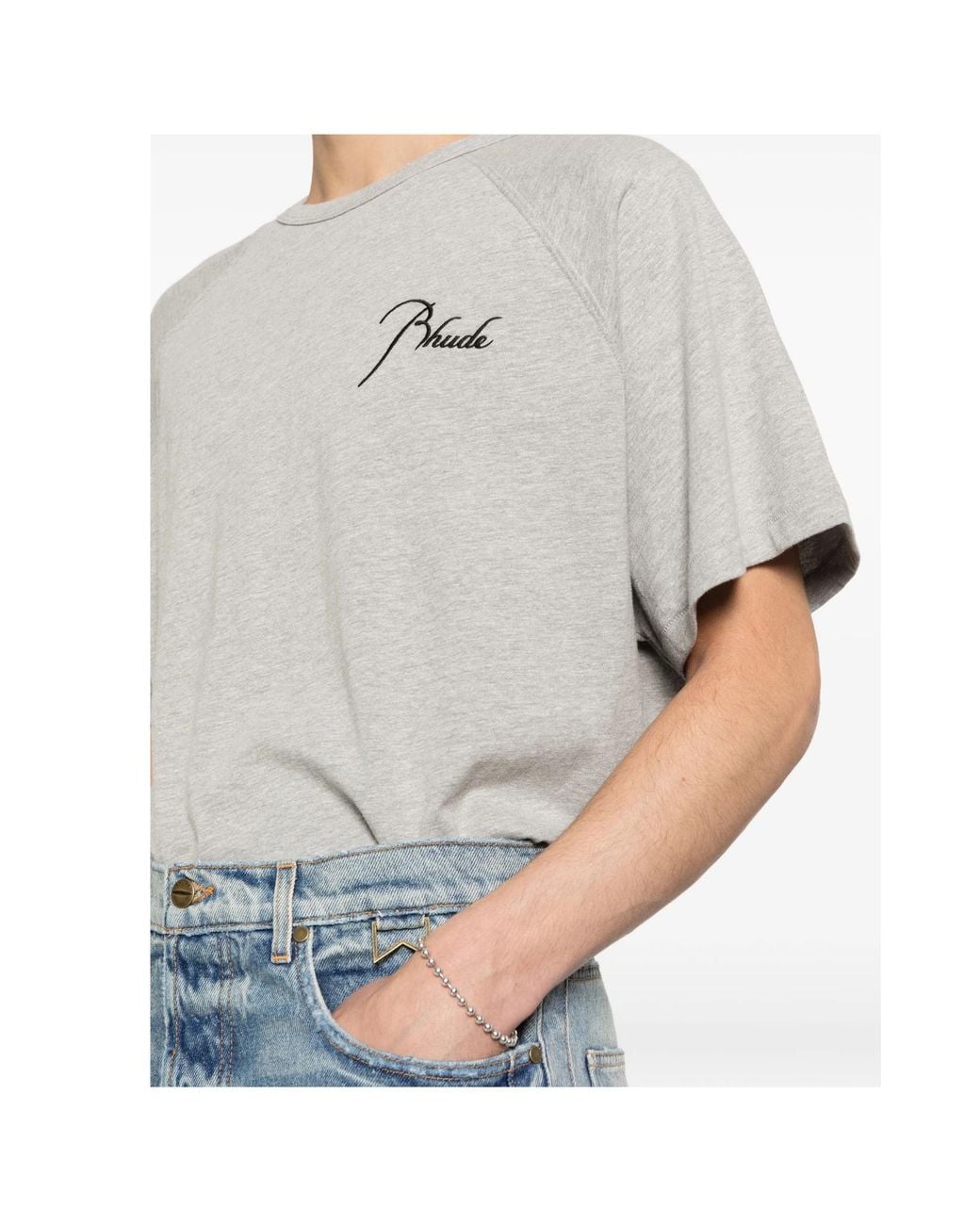 Rhude Gray Classique Raglan Logo T-Shirt for men