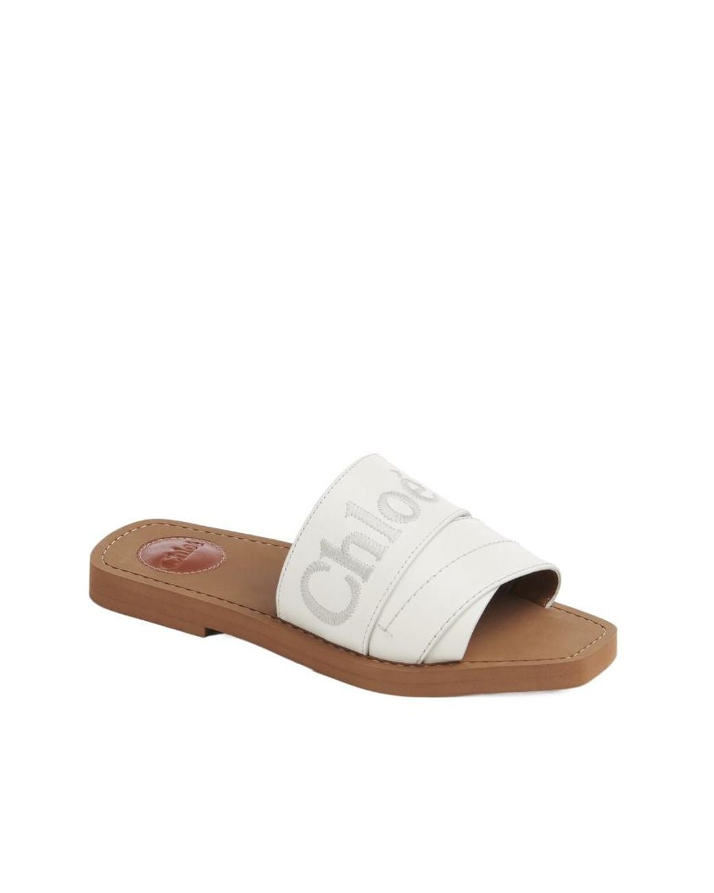 Chloé White Chloé Woody Flat Mules